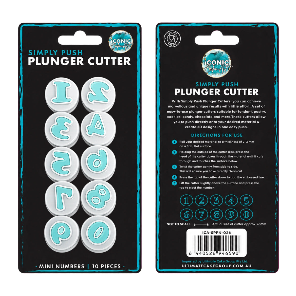 Mini Number Simply Push Plunger Cutters - 10 Pieces - Iconic Cake Art