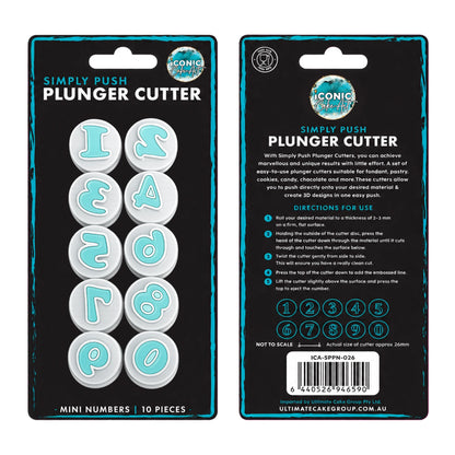 Mini Number Simply Push Plunger Cutters - 10 Pieces - Iconic Cake Art