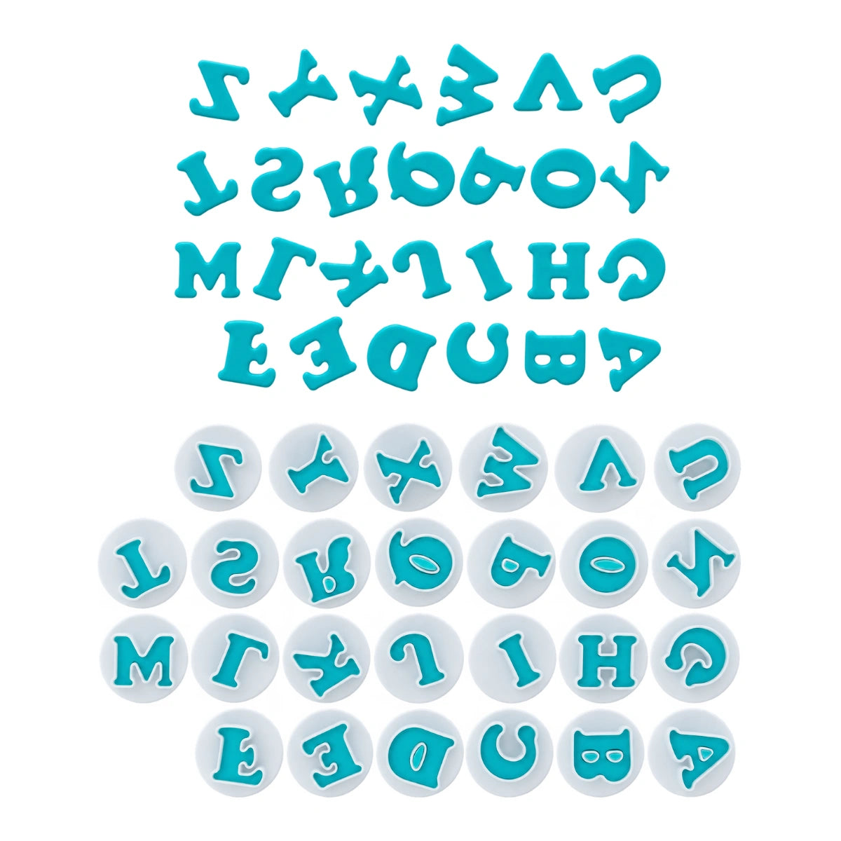 Mini Upper Case Alphabet Simply Push Plunger Cutters - 26 Pieces - Iconic Cake Art