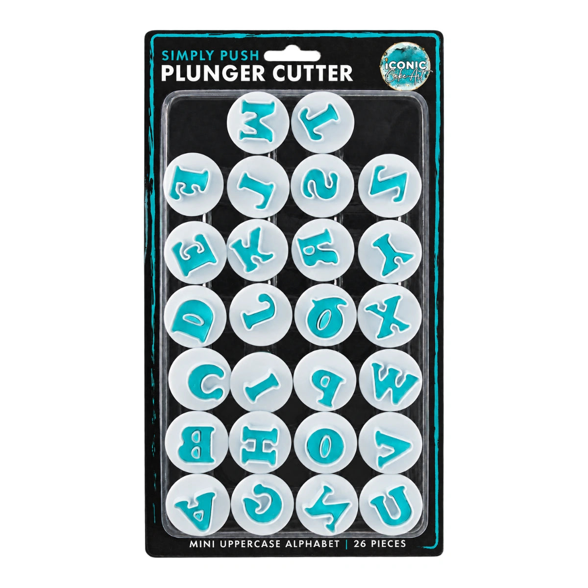 Mini Upper Case Alphabet Simply Push Plunger Cutters - 26 Pieces - Iconic Cake Art