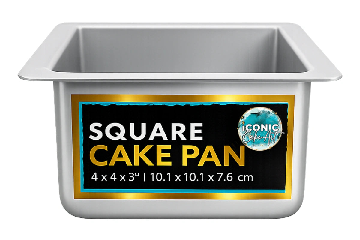 Square 3 Inch Deep Cake Pan 4 Inch x 4 Inch - Iconic Cake Art