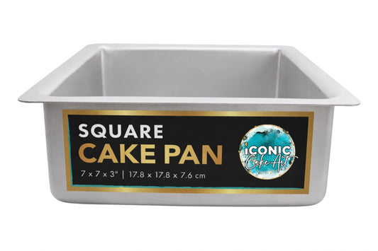 Square 3 Inch Deep Cake Pan 7 Inch x 7 Inch - Iconic Cake Art