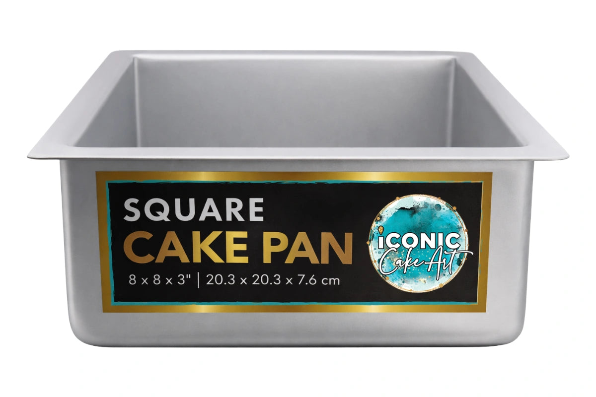Square 3 Inch Deep Cake Pan 8 Inch x 8 Inch - Iconic Cake Art