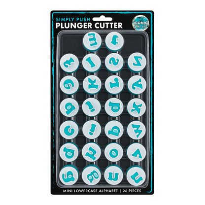 Mini Lower Case Alphabet Simply Push Plunger Cutters - 26 Pieces - Iconic Cake Art