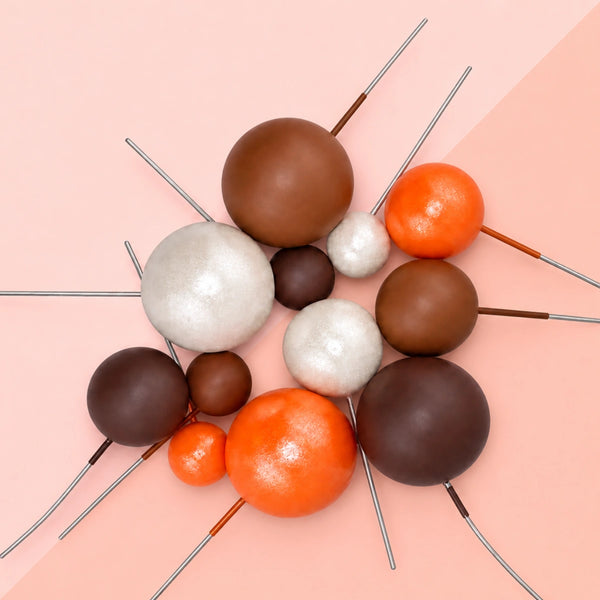 Autumn Glow Pearl Ball Toppers (12 Pack) - Iconic Cake Art