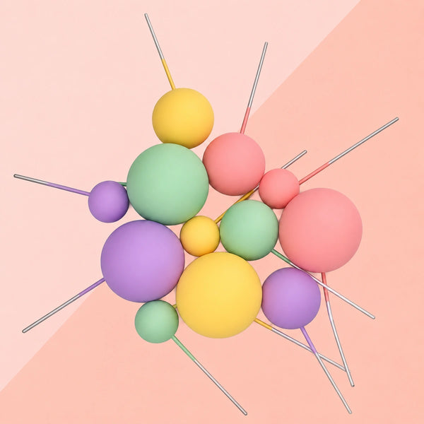 Pastel Bloom Matte Ball Toppers (12 Pack) - Iconic Cake Art