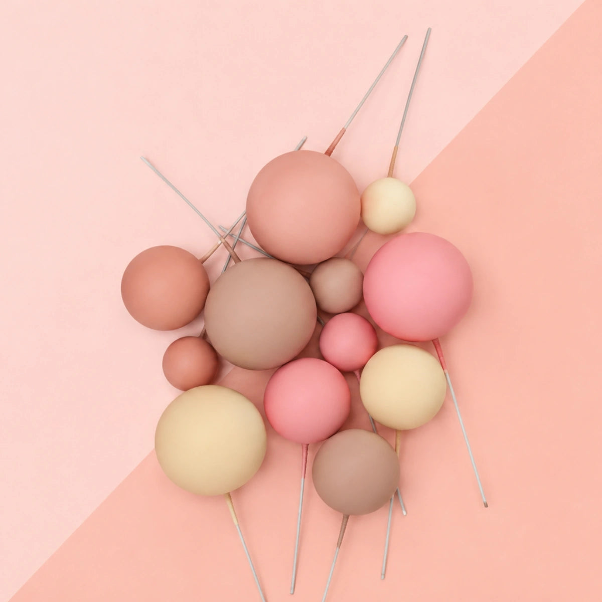 Pink Frost Matte Ball Toppers (12 Pack) - Iconic Cake Art