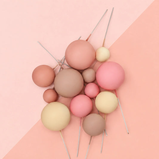 Pink Frost Matte Ball Toppers (12 Pack) - Iconic Cake Art