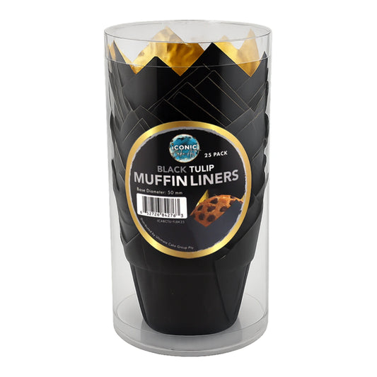 Black Tulip Baking Cups (25 Pack) - Iconic Cake Art
