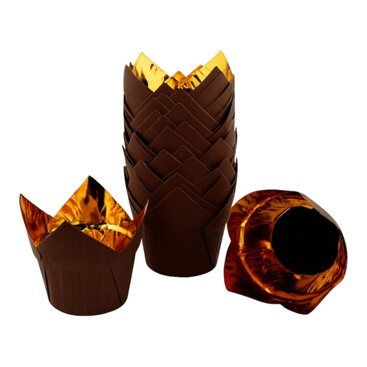 Brown Tulip Baking Cups (25 Pack) - Iconic Cake Art