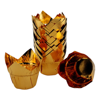 Gold Tulip Baking Cups (25 Pack) - Iconic Cake Art