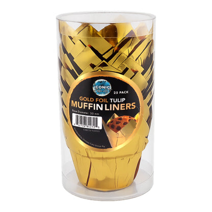 Gold Tulip Baking Cups (25 Pack) - Iconic Cake Art