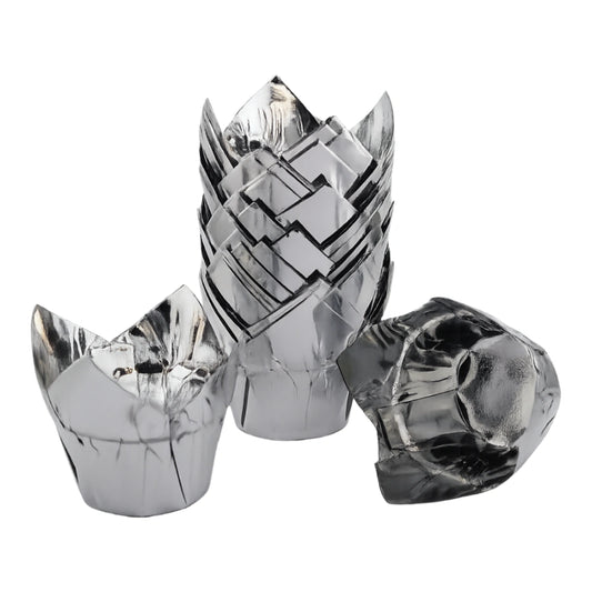Silver Tulip Baking Cups (25 Pack) - Iconic Cake Art