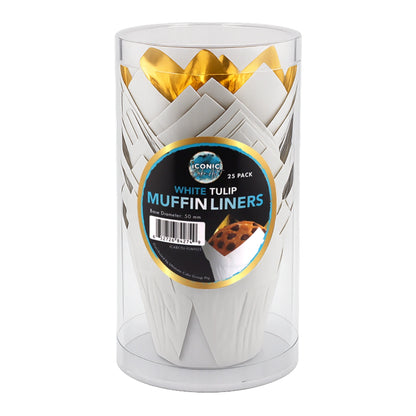 White Tulip Baking Cups (25 Pack) - Iconic Cake Art