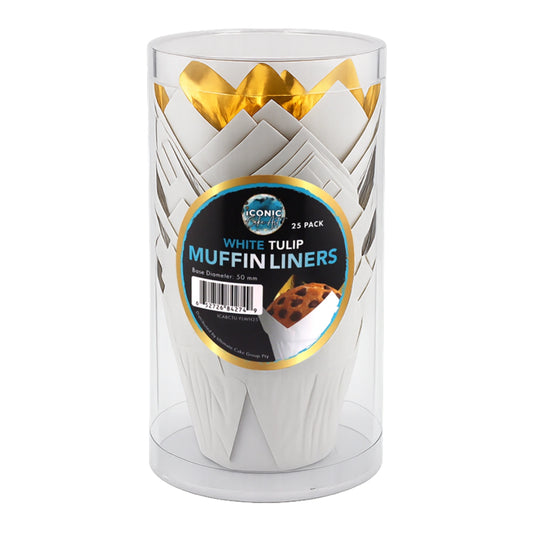 White Tulip Baking Cups (25 Pack) - Iconic Cake Art
