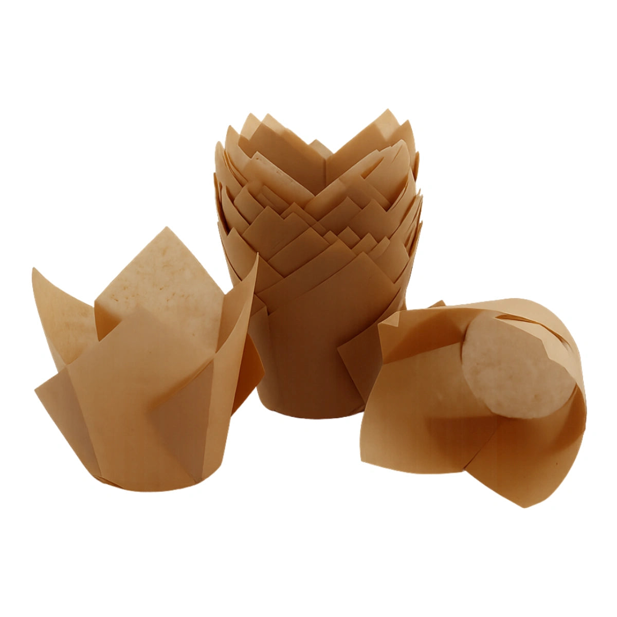 Brown Light Greaseproof Tulip Baking Cups (25 Pack) - Iconic Cake Art