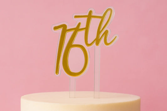 Gold 16th Birthday Topper - Iconic Cake Art