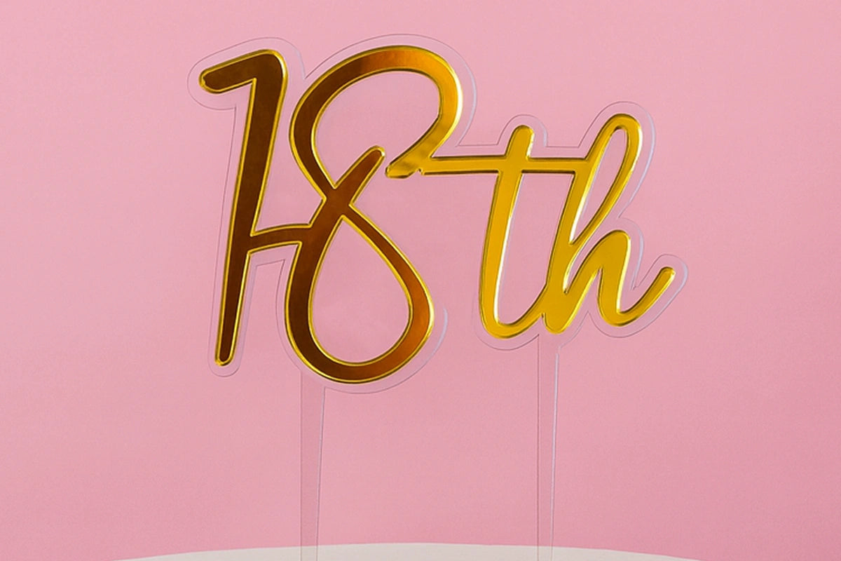 Gold 18th Birthday Topper - Iconic Cake Art