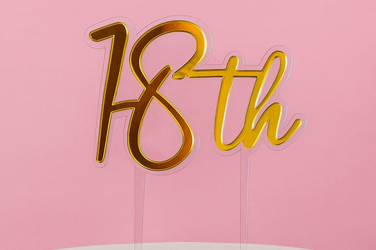 Gold 18th Birthday Topper - Iconic Cake Art