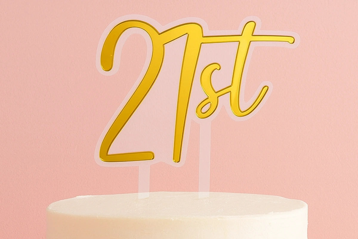 Gold 21st Birthday Topper - Iconic Cake Art