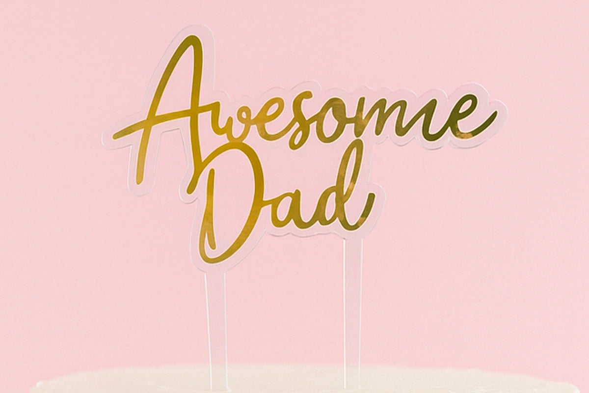 Gold Awesome Dad Topper - Iconic Cake Art