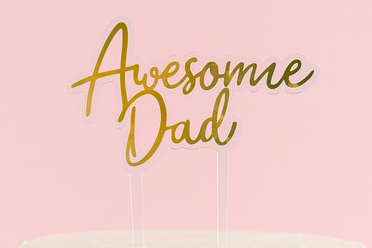 Gold Awesome Dad Topper - Iconic Cake Art