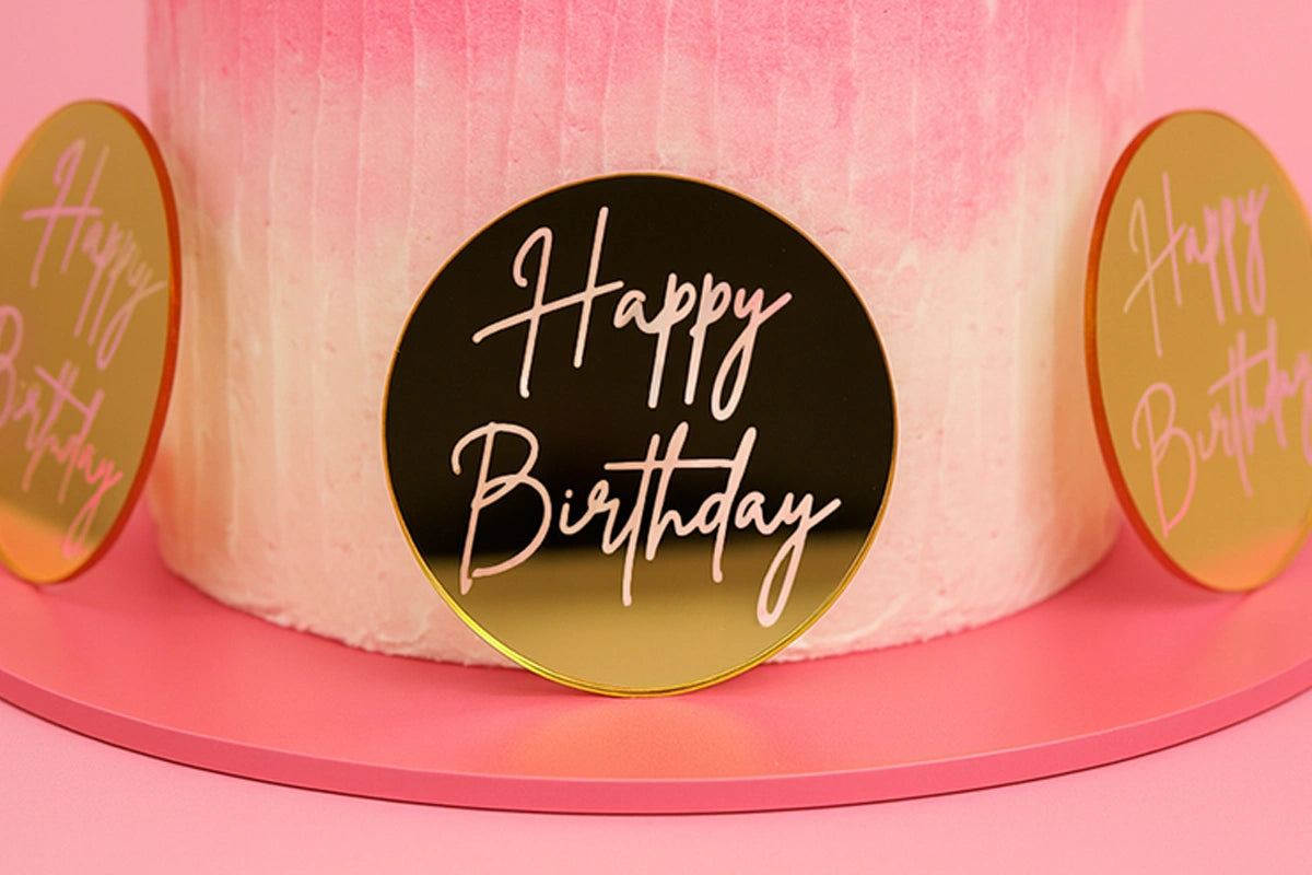 Gold Birthday Toppers (6 Pack) - Iconic Cake Art