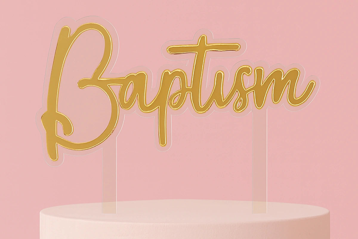 Gold Baptism Topper - Iconic Cake Art