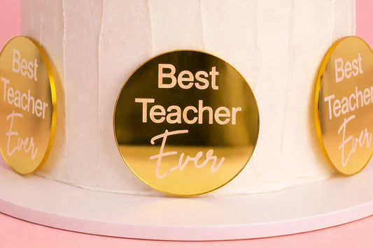 Gold Best Teacher Toppers (6 Pack) - Iconic Cake Art