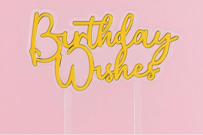 Gold Birthday Wishes Topper - Iconic Cake Art