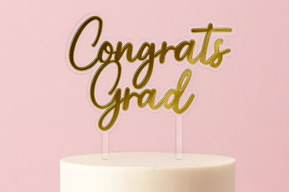 Gold Congrats Grad Topper - Iconic Cake Art