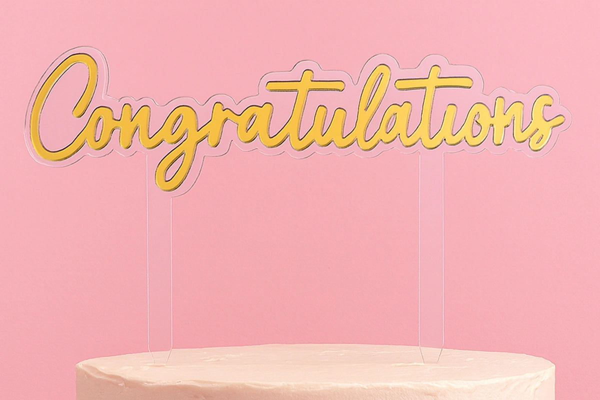 Gold Congratulations Topper - Iconic Cake Art