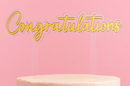 Gold Congratulations Topper - Iconic Cake Art