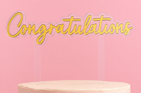 Gold Congratulations Topper - Iconic Cake Art