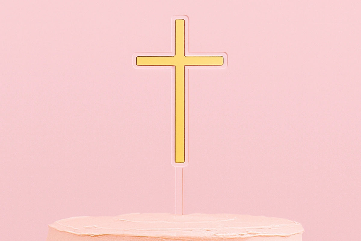 Gold Cross Topper - Iconic Cake Art
