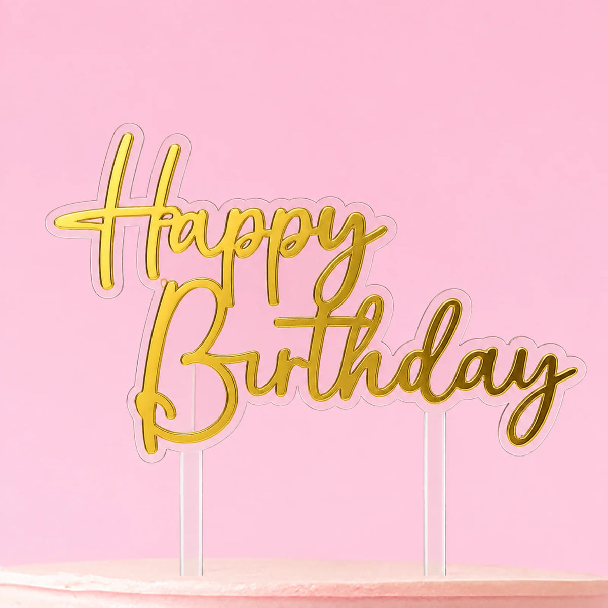 Gold Happy Birthday Topper - Iconic Cake Art