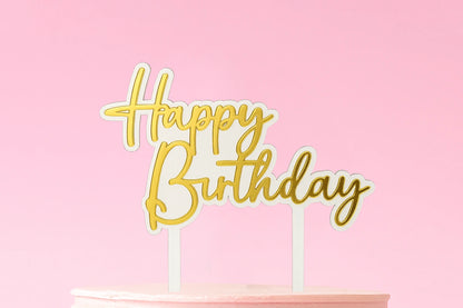 Gold Happy Birthday Topper - Iconic Cake Art