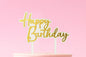 Gold Happy Birthday Topper - Iconic Cake Art