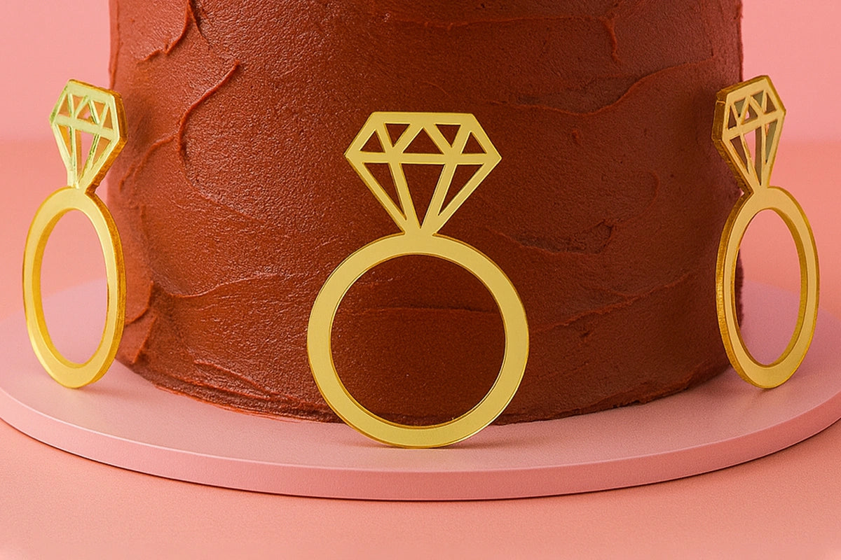 Gold Ring Toppers (6 Pack) - Iconic Cake Art