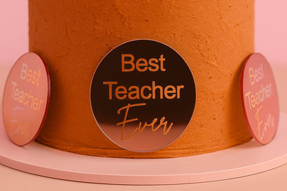Rose Gold Best Teacher Toppers (6 Pack) - Iconic Cake Art