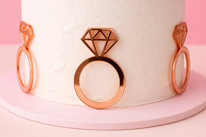 Rose Gold Ring Toppers (6 Pack) - Iconic Cake Art