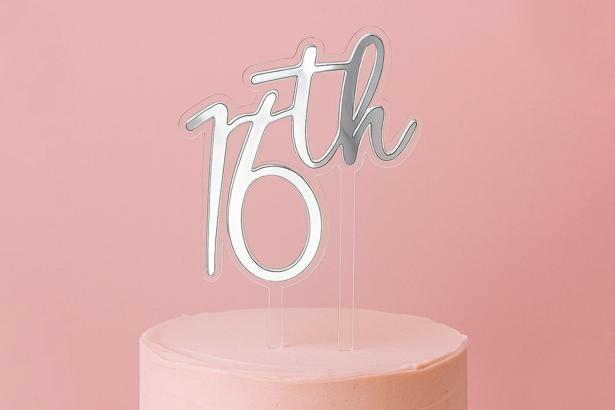 Silver 16th Birthday Topper - Iconic Cake Art