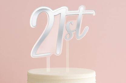 Silver 21st Birthday Topper - Iconic Cake Art
