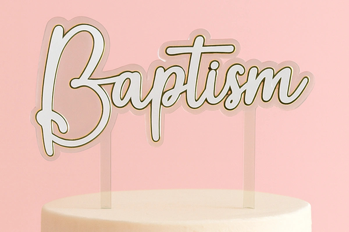 Silver Baptism Topper - Iconic Cake Art