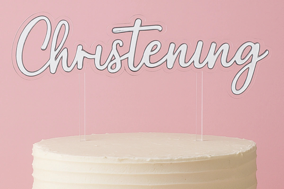 Silver Christening Topper - Iconic Cake Art