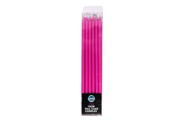 Pink Tall Pearl Candles 12cm (12 Pack) - Iconic Cake Art