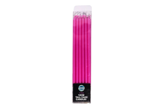 Pink Tall Pearl Candles 12cm (12 Pack) - Iconic Cake Art
