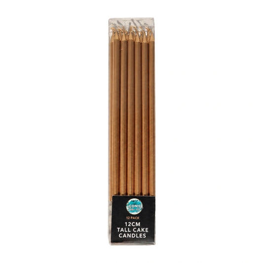 Rose Gold Tall Candles 12cm (12 Pack) - Iconic Cake Art