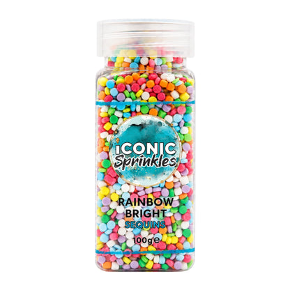 Rainbow Bright Sequins 100g - Iconic Sprinkles