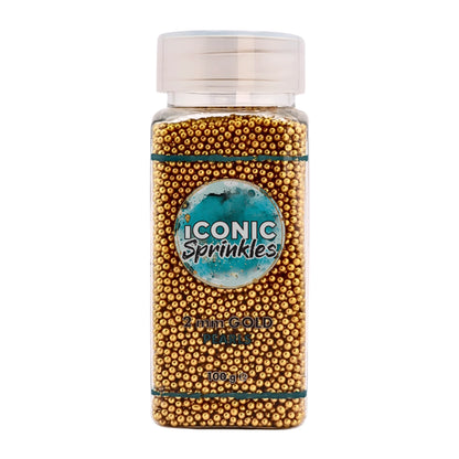 Gold Pearls 2mm 100g - Iconic Sprinkles